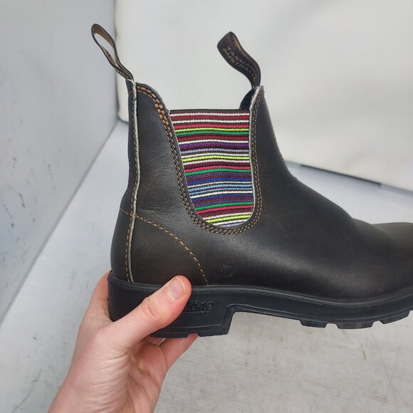 Blundstone WOMENS Chelsea Multicolor Stripe Brown Boot - Picture 2 of 9